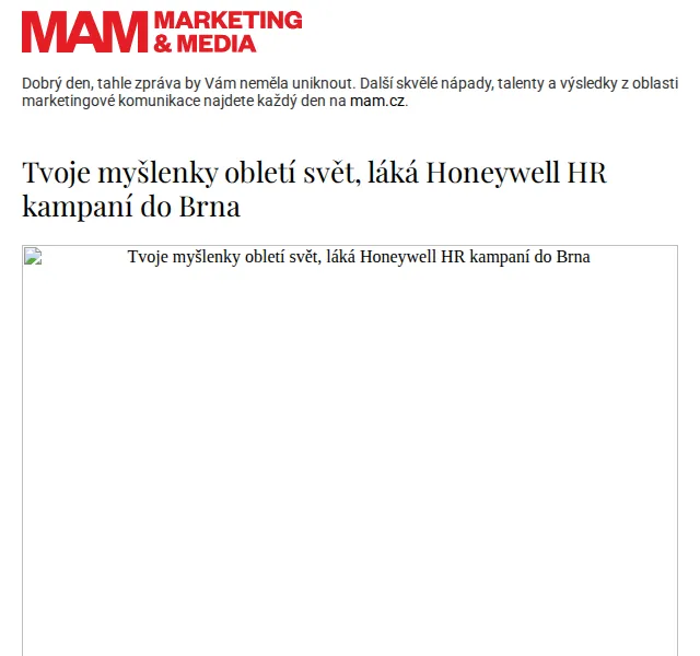 Marketing & Media: Honeywell láká do Brna – červen 2026 | Nuslet.cz