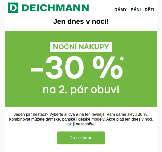 DEICHMANN: Sleva 30 % na druhý pár obuvi – prosinec 2026 | Nuslet.cz