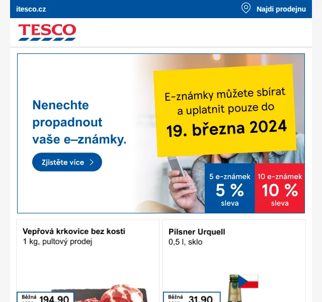 Tesco: 20% sleva na velikonoční cukrovinky a e-známka zdarma – červenec 2026 | Nuslet.cz
