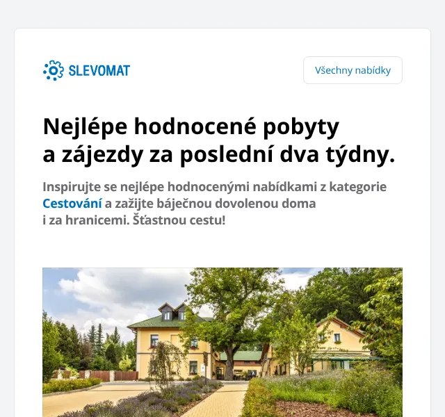 Slevomat: Pobyt na Vysočině do -15 % – červen 2026