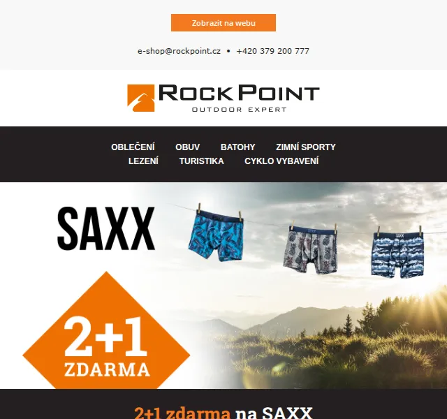 Rock Point: 2+1 zdarma na SAXX – červen 2026 | Nuslet.cz