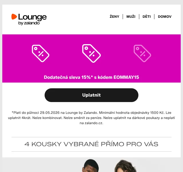 Lounge by Zalando: 15 % sleva na Marc O'Polo, Tamaris – květen 2026