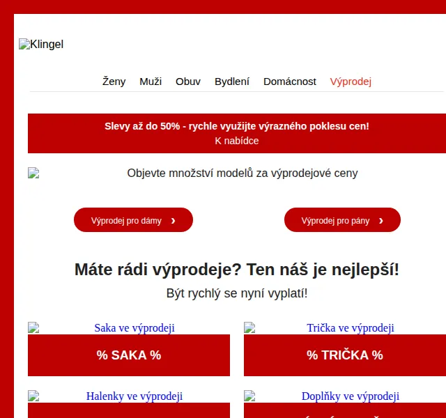 KLiNGEL.cz: Výprodej se slevami až 50 % – červen 2026 | Nuslet.cz