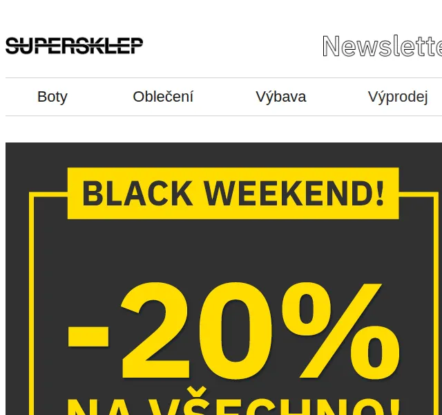 SUPERSKLEP Tým: BLACK WEEKEND -20 % na vše – listopad 2021 | Nuslet.cz