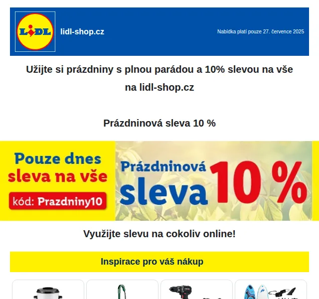 Lidl: 10% sleva na vše na lidl-shop.cz – červenec 2025 | Nuslet.cz