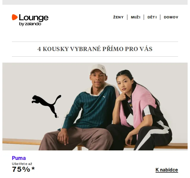 Lounge by Zalando: Puma, Pepe Jeans do -75 % – duben 2026