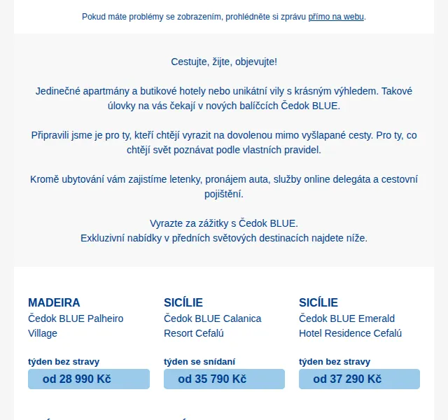 Čedok: Start Čedok BLUE – nové destinace – červen 2026 | Nuslet.cz