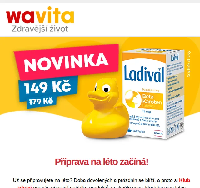 Wavita: Beta Karoten, Ladival a Biopron – slevy až 17 % – červen 2026 | Nuslet.cz
