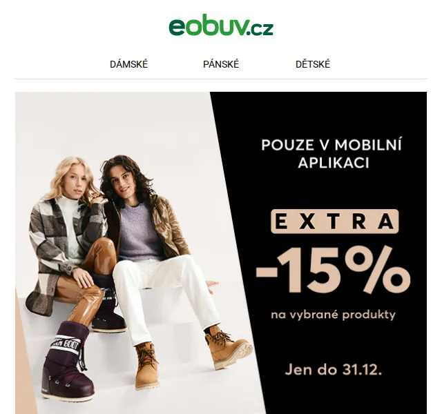 eobuv.cz: Extra -15% na vybrané produkty – červen 2026 | Nuslet.cz