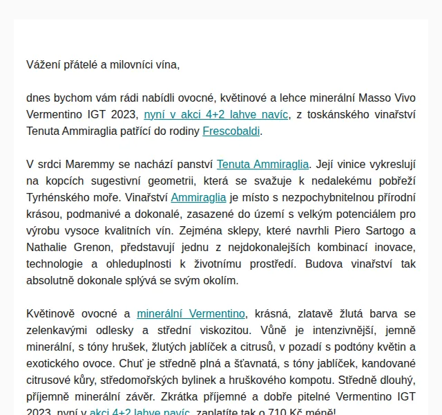 Premier Wines & Spirits | Michaela Krchová: Masso Vivo Vermentino 2023 4+2 – červen 2026 | Nuslet.cz