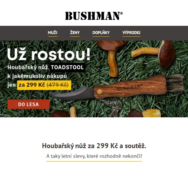 BUSHMAN: Houbařský nůž za 299 Kč a letní slevy – červen 2026 | Nuslet.cz