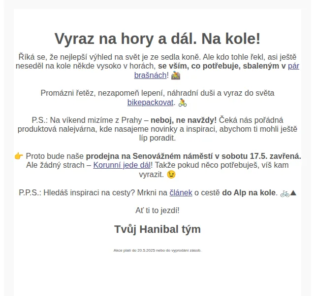 Hanibal: Bikepacking výbava – červenec 2026 | Nuslet.cz
