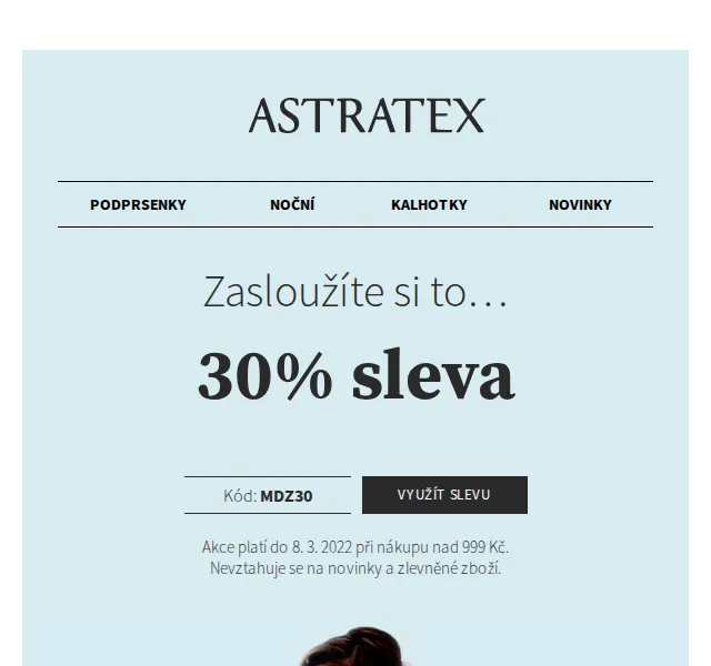Astratex: 30% sleva na prádlo a noční košilky – březen 2026 | Nuslet.cz
