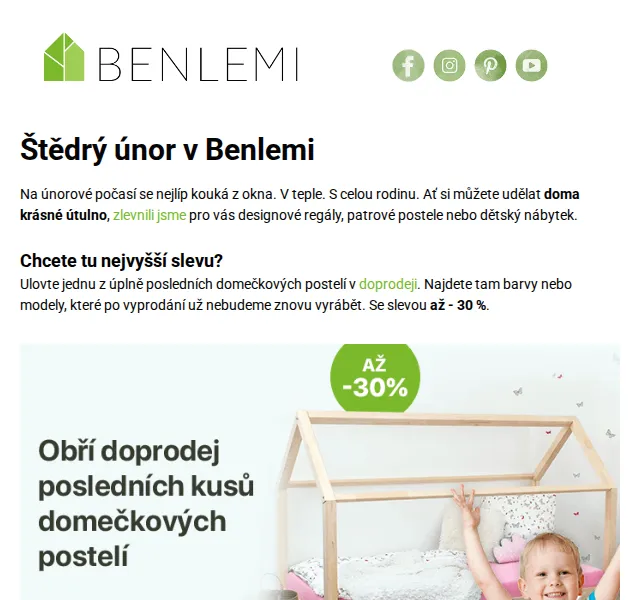 Benlemi: Sleva až 30 % na domky a postele – červen 2026 | Nuslet.cz