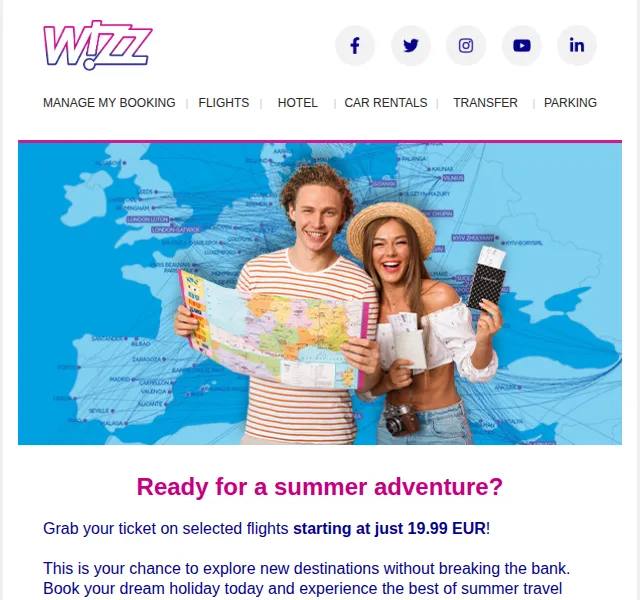 Wizz Air: Letenky už od 19,99 EUR – září 2026 | Nuslet.cz