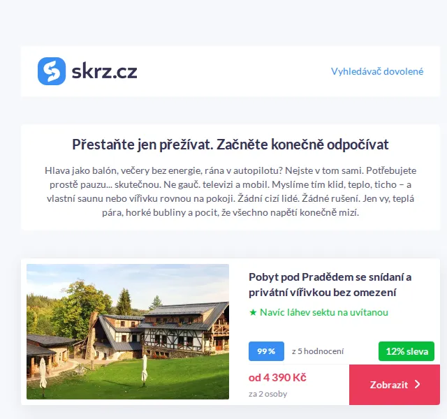 Vánoce na Skrz: pobyt s vířivkou nebo saunou – červen 2026 | Nuslet.cz