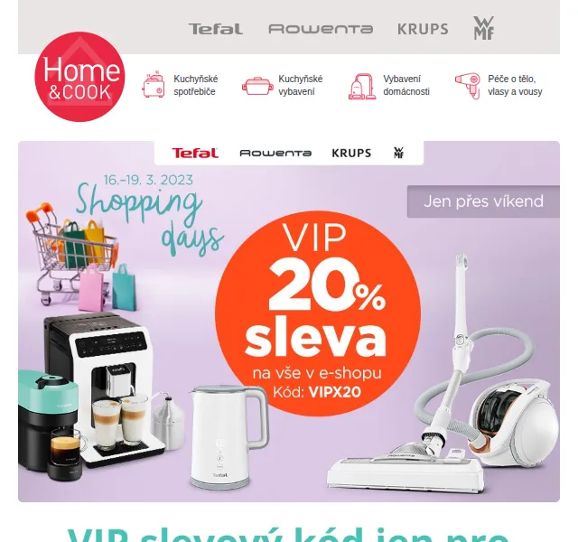 Home & Cook: 20% sleva na Tefal, Rowenta, Krups, WMF – červen 2026 | Nuslet.cz