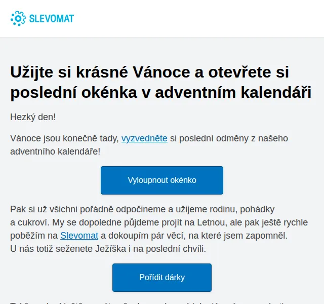 Slevomat: Poslední okénka adventního kalendáře a dárky – červen 2026 | Nuslet.cz