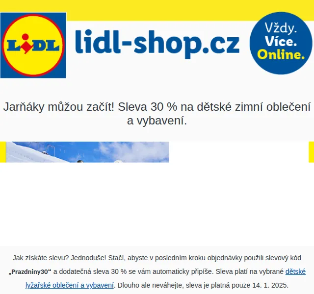 Lidl: Sleva 30 % na dětské lyžařské oblečení – červenec 2026 | Nuslet.cz
