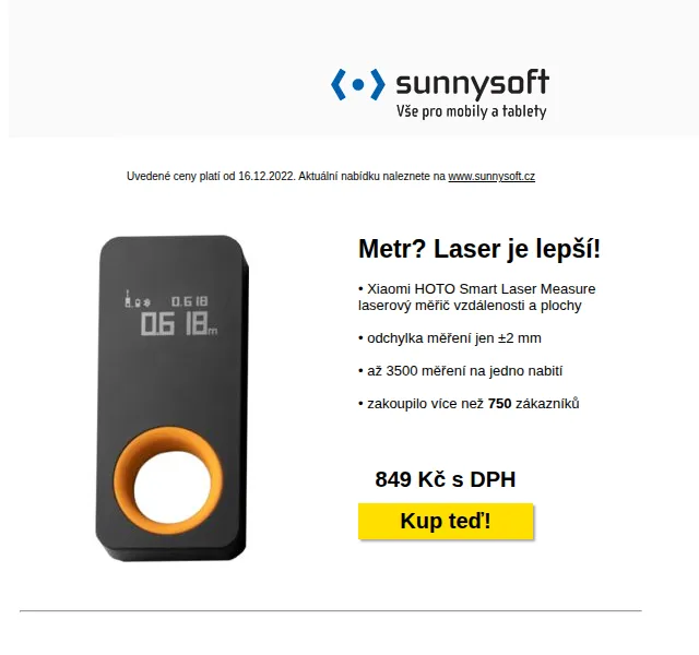 Sunnysoft: Xiaomi HOTO Laserový měřič a slevy – červen 2026 | Nuslet.cz