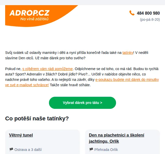 Adrop.cz: Dárky ke Dni otců – zážitky od 649 Kč – červen 2026 | Nuslet.cz