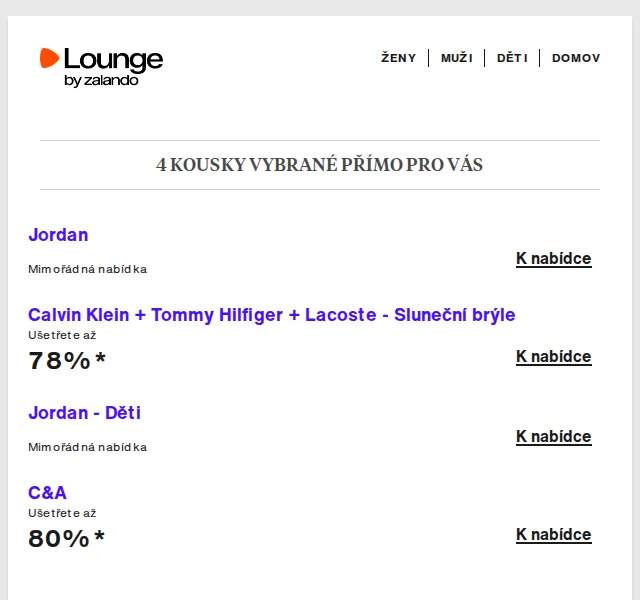 Lounge by Zalando: Calvin Klein, Jordan, C&A – sleva až 80 % | Nuslet.cz