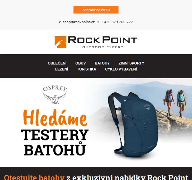 Rock Point: testování batohů Osprey – červen 2026 | Nuslet.cz