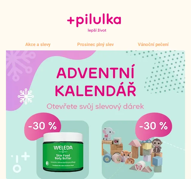 Pilulka.cz: Slevy až 38 % v adventním kalendáři – červen 2026 | Nuslet.cz