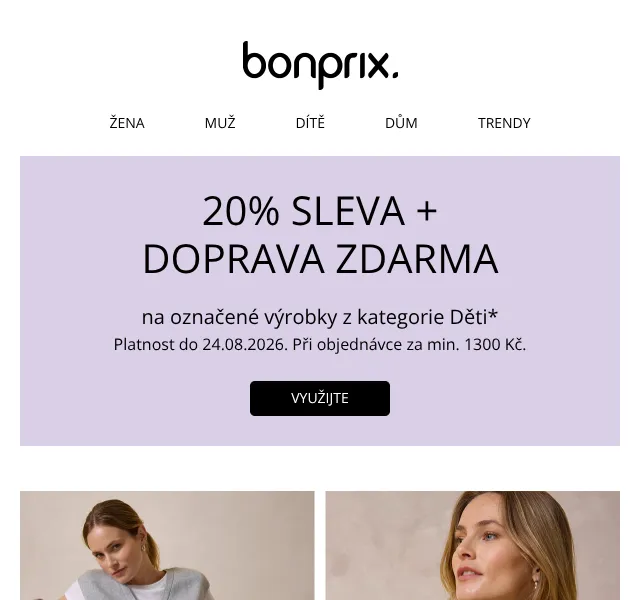 Bonprix: -20 % a doprava zdarma na dětskou módu | Август 2026