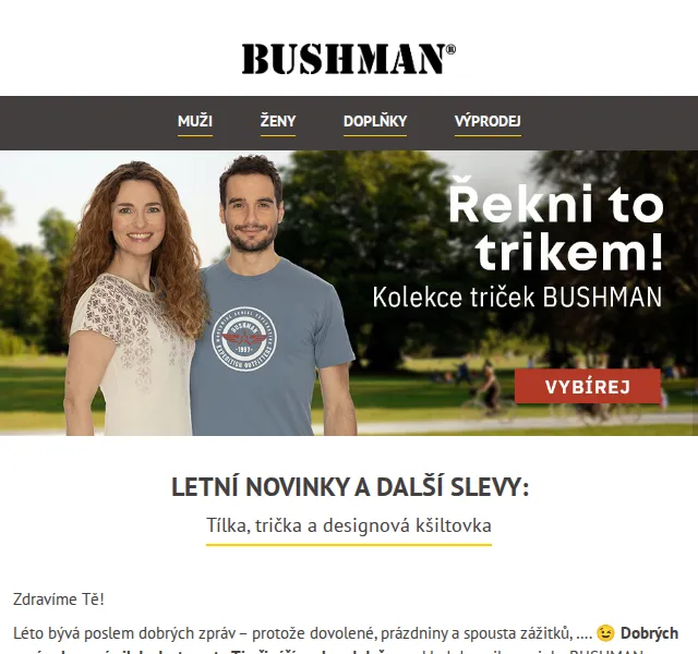 BUSHMAN: Letní novinky a slevy 20 % – červenec 2026 | Nuslet.cz