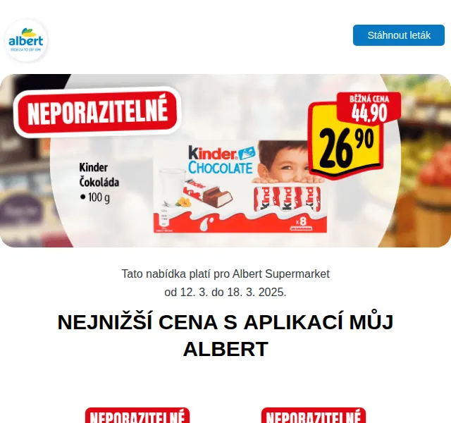 Albert: Rajčata, mléko, Svijanský Máz v akci – březen 2026 | Nuslet.cz