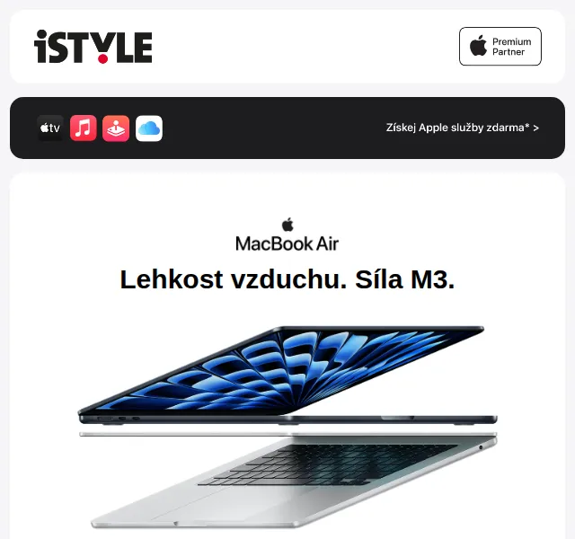 iSTYLE: MacBook Air M3 od 31 990 Kč – červenec 2026 | Nuslet.cz