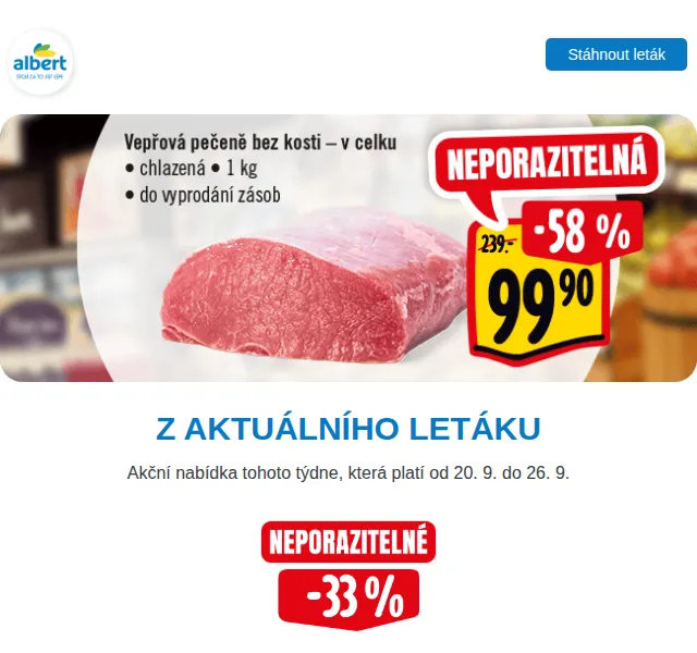 Albert: Vepřová pečeně, Studentská pečeť a Fa sprchový gel – akce do 26.9. | Nuslet.cz