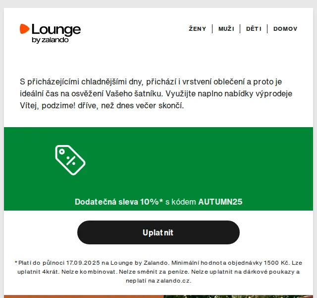 Lounge by Zalando: až 80 % sleva + 10 % kód – září 2025
