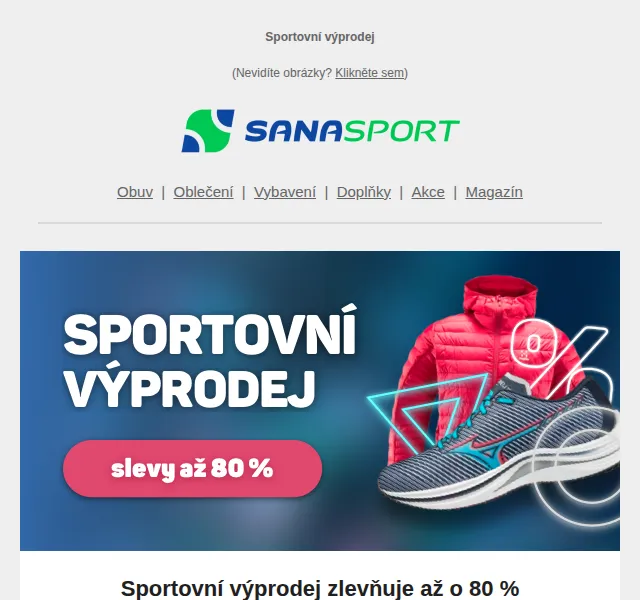 Sanasport: Sportovní výprodej až 80 % – červen 2026 | Nuslet.cz