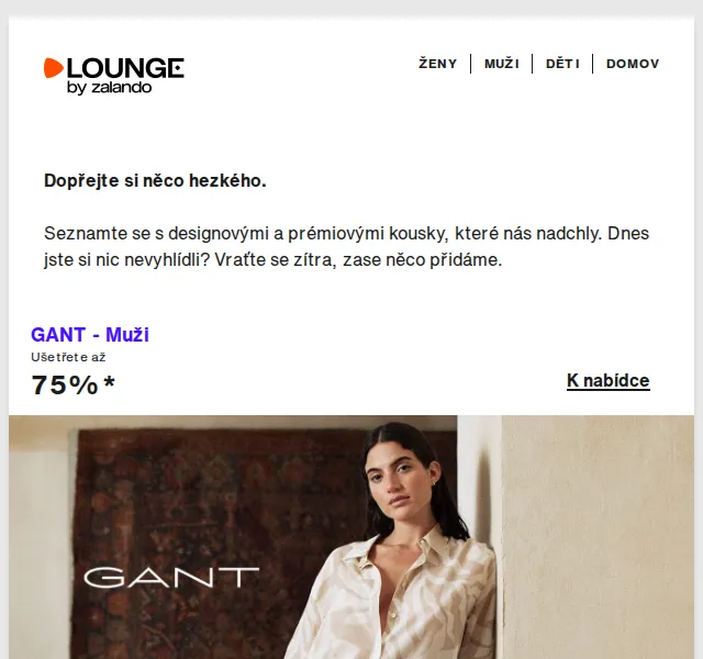 Lounge by Zalando: GANT a prémiová móda – slevy až 75 % – červen 2026 | Nuslet.cz