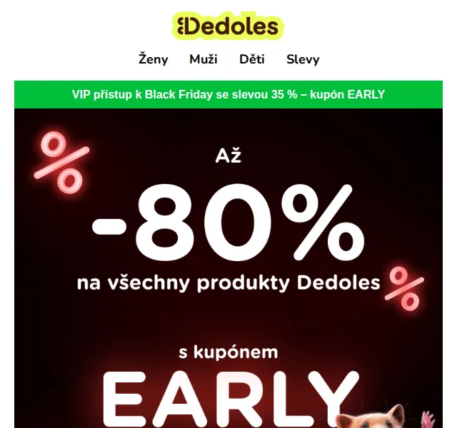 Dedoles: Black Friday s extra slevou 35 % – červen 2026 | Nuslet.cz