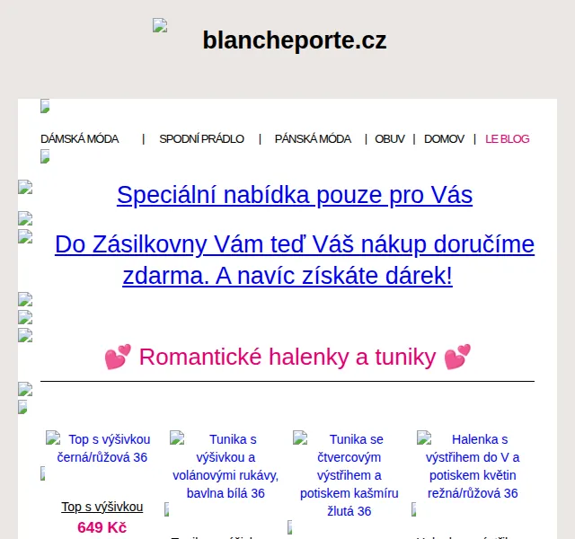 Blancheporte: Móda plná romantiky s poštovným zdarma do Zásilkovny – červen 2026 | Nuslet.cz
