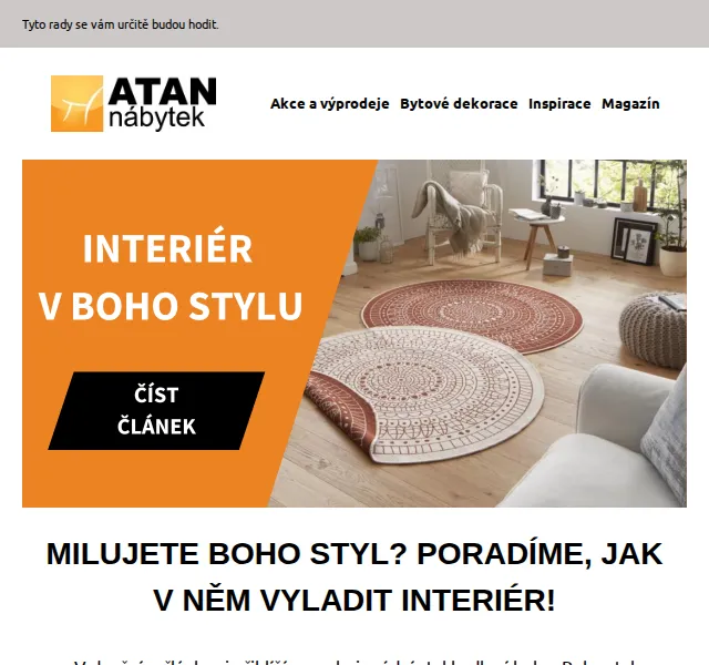 ATAN nábytek: Inspirace boho stylem – červen 2026 | Nuslet.cz