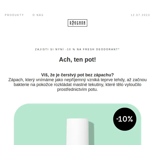 RINGANA: Deodorant FRESH s 10% slevou – červen 2026 | Nuslet.cz