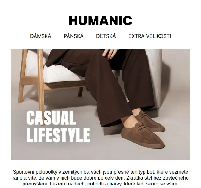 HUMANIC: Polobotky a tenisky v hnědé – Duben 2026 | Nuslet