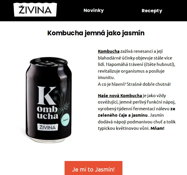 Živina: Kombucha Jasmín 5% sleva na 24 balení – červenec 2026 | Nuslet.cz