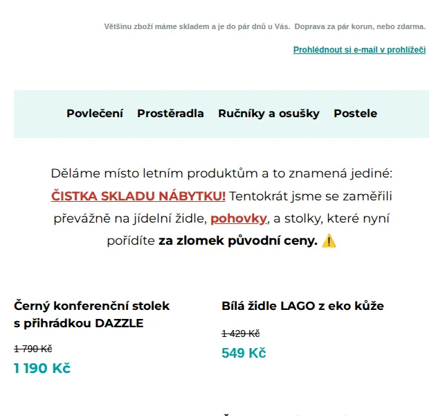 Výprodej povlečení: Nábytek až -61 % – červen 2026 | Nuslet.cz