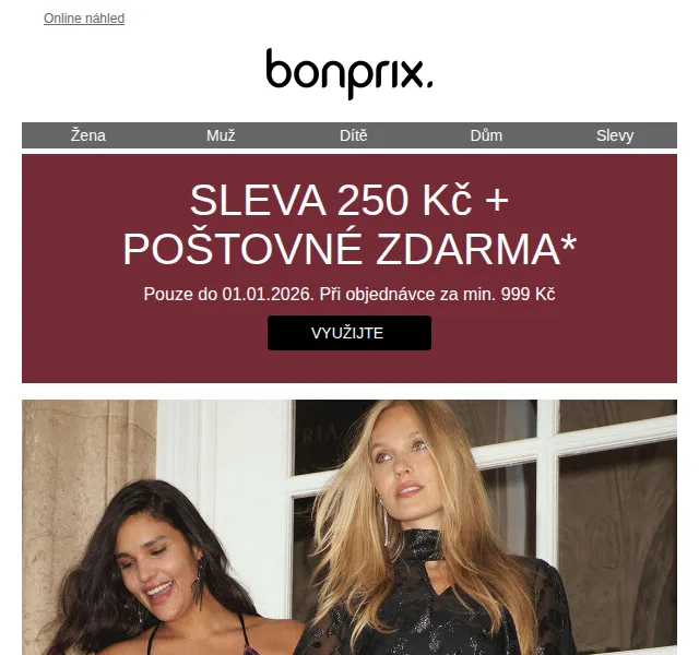 Bonprix: sleva 250 Kč + doprava zdarma – duben 2026
