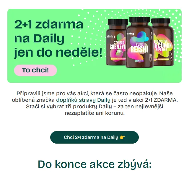 Pilulka.cz: Daily 2+1 ZDARMA – červen 2026 | Nuslet.cz