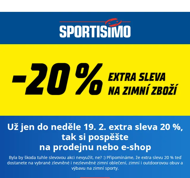 Sportisimo: Extra sleva 20 % na zimní zboží – červen 2026 | Nuslet.cz
