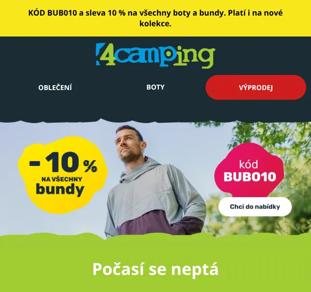 4camping.cz: boty a bundy –10 % s kódem BUBO10