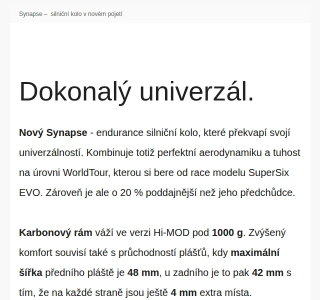 Cannondale: Nový Synapse silniční kolo – červen 2026 | Nuslet.cz