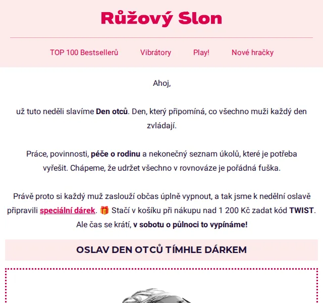 RuzovySlon.cz: Dárek k Dni otců – sleva s kódem TWIST | Červen 2026