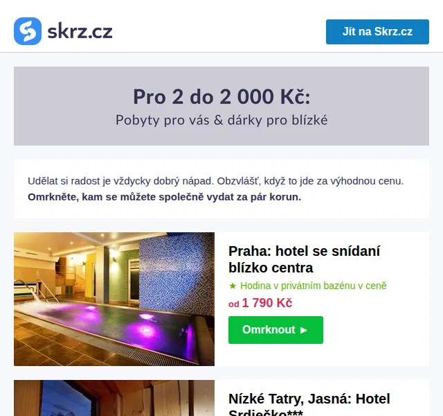 Vánoce na Skrz: pobyty s wellness od 956 Kč – červen 2026 | Nuslet.cz